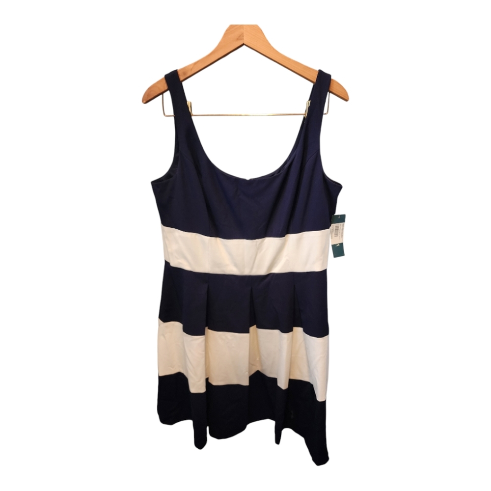 Women’s Navy and White Striped Sleeveless Dress